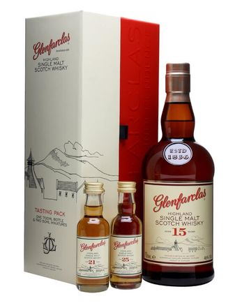 Glenfarclas 15年 with 21 & 25 y/o miniatures